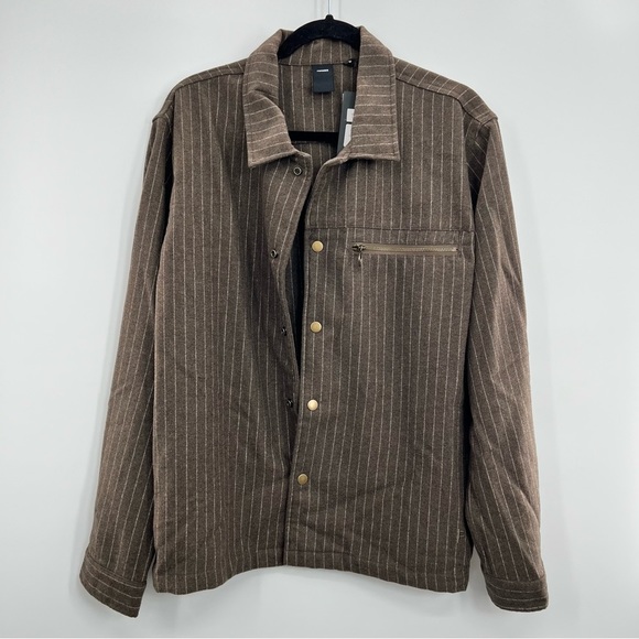 NWT Former Merchandise Harmony Long Sleeve Overshirt Jacket Striped Wool XL - Picture 6 of 13